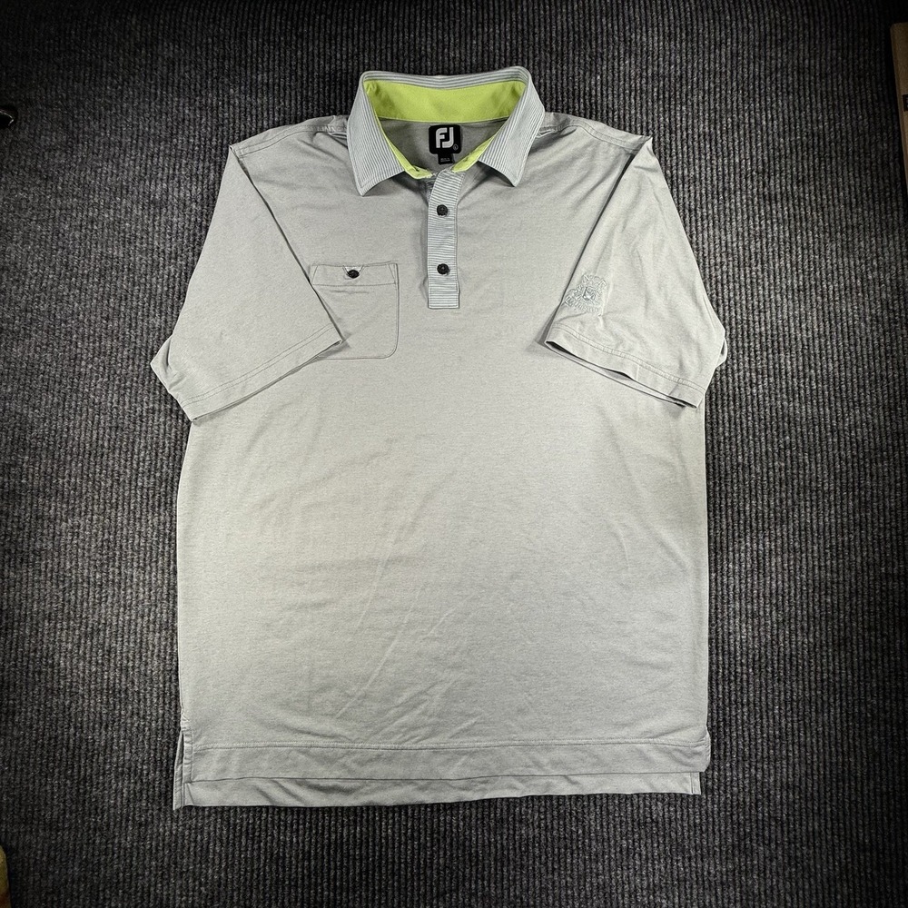FOOTJOY Men's Golf Polo Shirt L Gray Performance Stretch Short Sleeve FJ Logo